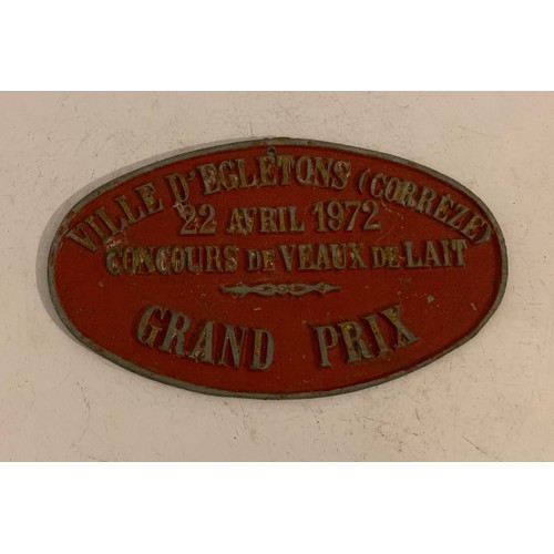 220 - Similar To Previous Lot 
Vintage French Agricultural Winning Plaque Ville D’Egletons Corrèze
22 Apri... 