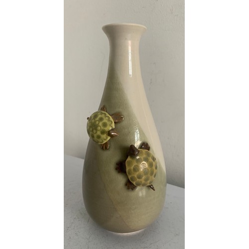 229 - Ceramic Rose Vase Having Tortoise Decoration In Relief
19 cms h