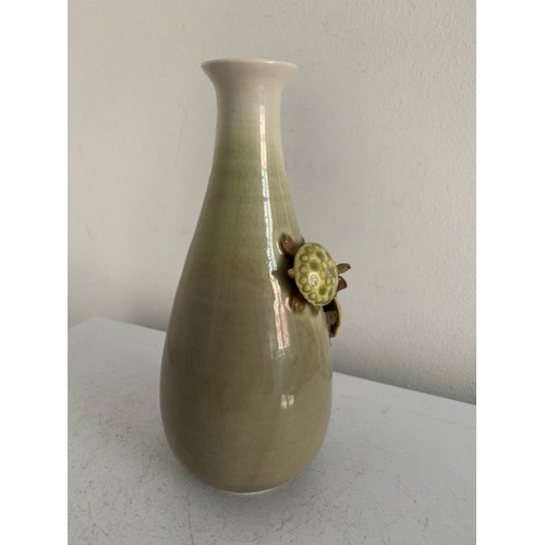 229 - Ceramic Rose Vase Having Tortoise Decoration In Relief
19 cms h