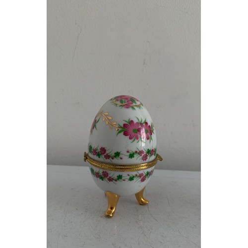 376 - Similar To Previous Lot 
Vintage Egg Shaped Porcelain Jewellery / Pill Box Having Floral Décoration
... 