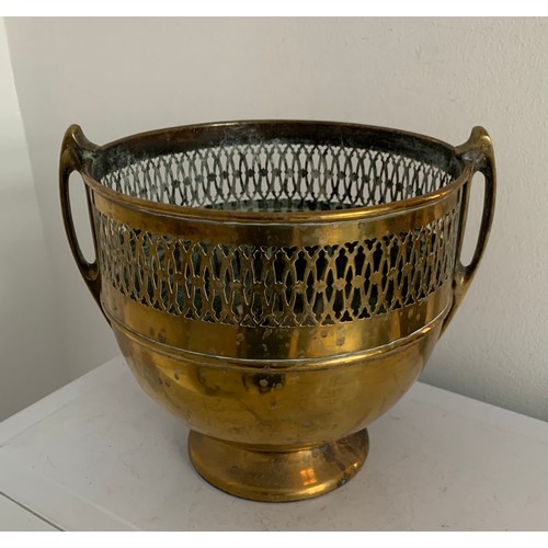 101 - Antique Brass Jardiniere Having Art Nouveau Design.
21 cms diameter x 20 cms h