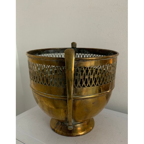 101 - Antique Brass Jardiniere Having Art Nouveau Design.
21 cms diameter x 20 cms h