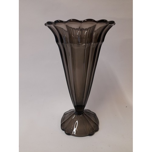 400 - Smoke black glass vase 28cm high