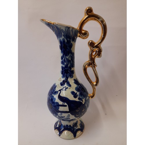 402 - Blue and White jug 37cm high