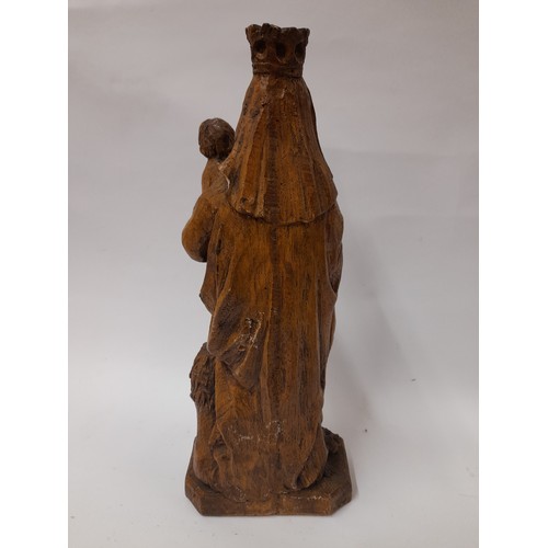 404 - Composite wood effect figure of mother and child 40cm high