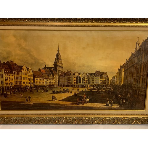 413 - Period Painting of St. Marks Sq. in Venice, in ornate gold frame. 125 x 76 cms