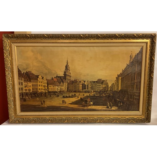 413 - Period Painting of St. Marks Sq. in Venice, in ornate gold frame. 125 x 76 cms