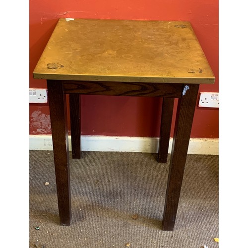 388 - Vintage Brass Topped Pub Table . 60cm x 60 x 75cm