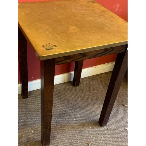 388 - Vintage Brass Topped Pub Table . 60cm x 60 x 75cm