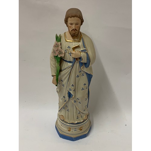 408 - Vintage Bisque / Ceramic Figure Of St Joseph 40 cms High.