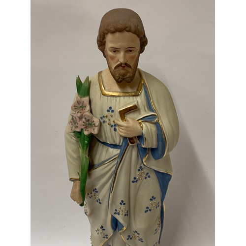 408 - Vintage Bisque / Ceramic Figure Of St Joseph 40 cms High.