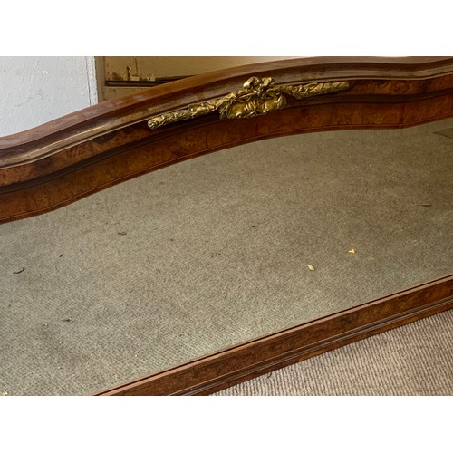 81 - Lovely Art deco period bevel edge mirror with Ormalu decoration, 161cm x 66cm