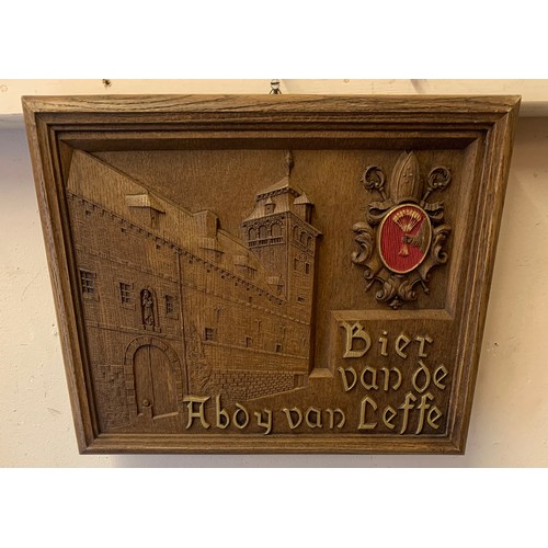 179 - Vintage wood advertising , Bier van de Aboy van Leffe 46cm x 37cm