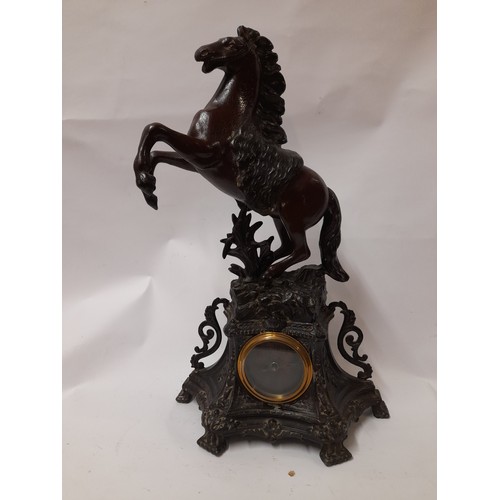 414 - Large Bronzed clock in the form of a Horse 55cm x 32cm