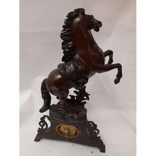 414 - Large Bronzed clock in the form of a Horse 55cm x 32cm