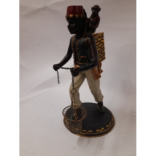 427 - Blackamoor figure with monkey on shoulder (af) 35cm high