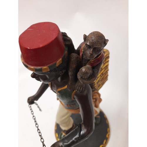 427 - Blackamoor figure with monkey on shoulder (af) 35cm high