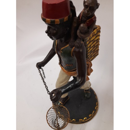 427 - Blackamoor figure with monkey on shoulder (af) 35cm high