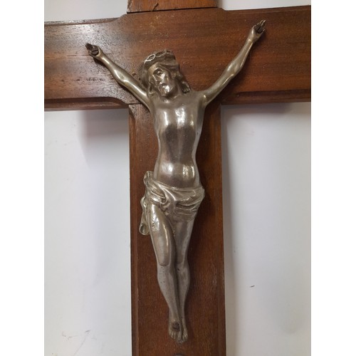 440 - Vintage wood and metal Crucifix 51cm x 29cm