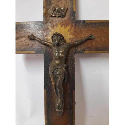 441 - Vintage wood and metal Crucifix 50cm x 28cm