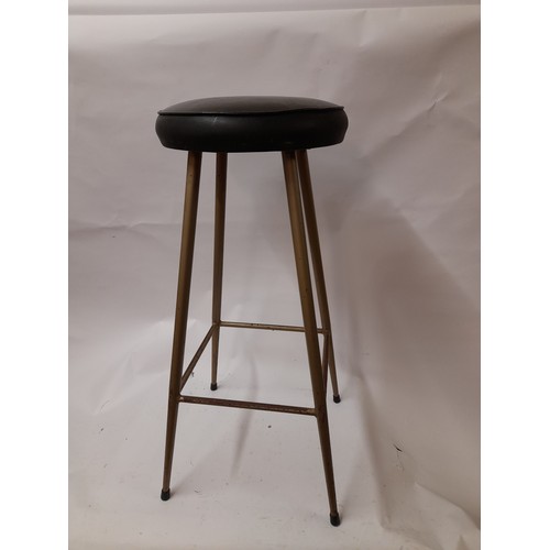 450 - Tall metal Industrial Style stool with vinyl padded seat 76cm high