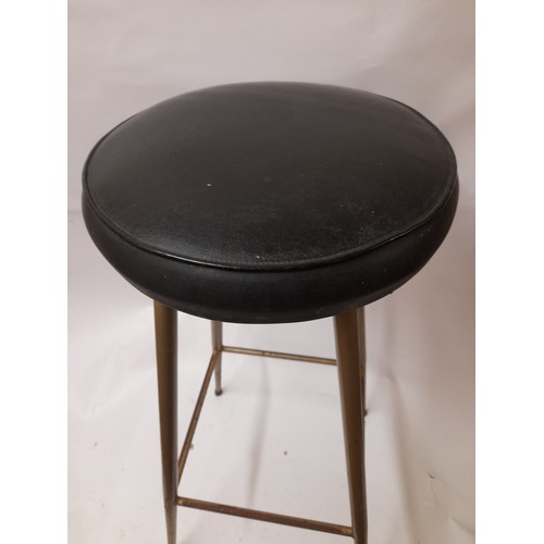 450 - Tall metal Industrial Style stool with vinyl padded seat 76cm high