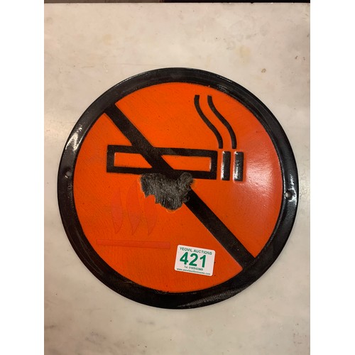 421 - Enamel circular No Smoking sign 25cm dia