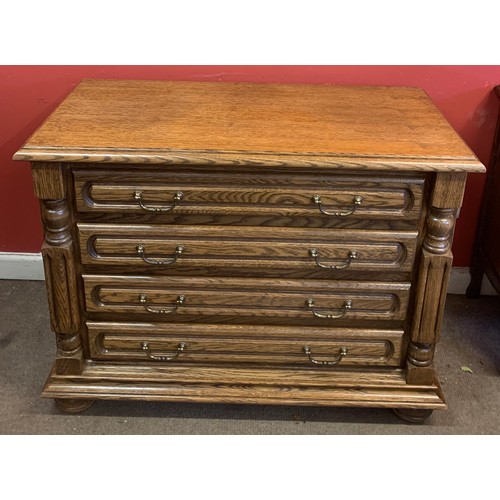 10 - Vintage Continental Oak Chest Of Four Drawers. 106 x 50 x 79 cms