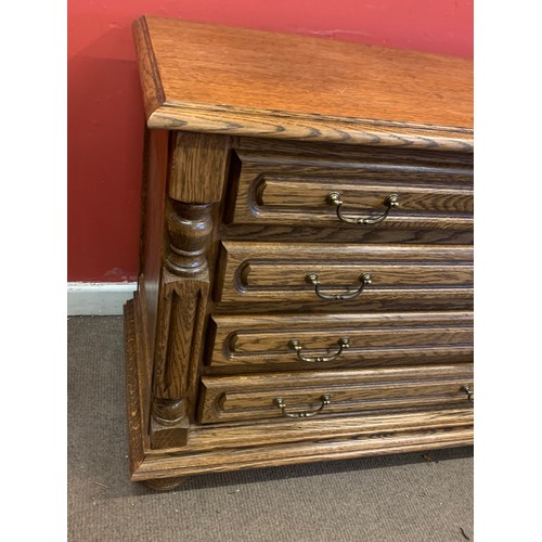 10 - Vintage Continental Oak Chest Of Four Drawers. 106 x 50 x 79 cms