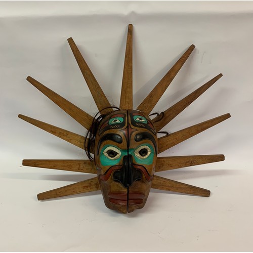 161 - Native American Totem Mask, The Outer Face Opens To Reveal A Inner Face.  . 53 x 64 cms