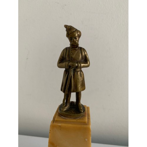 126 - Antique Bronze Military Figure Atop A Tapering Sienna Marble Base
21 cms h