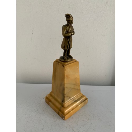 126 - Antique Bronze Military Figure Atop A Tapering Sienna Marble Base
21 cms h