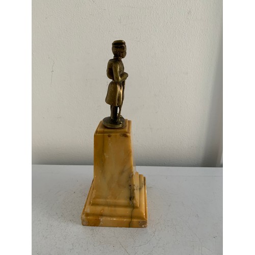 126 - Antique Bronze Military Figure Atop A Tapering Sienna Marble Base
21 cms h