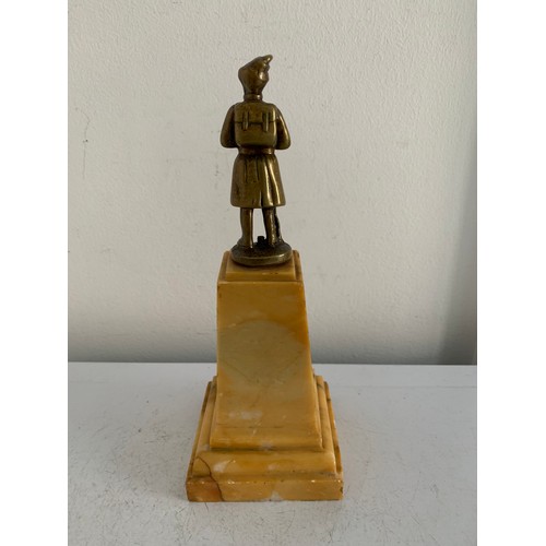 126 - Antique Bronze Military Figure Atop A Tapering Sienna Marble Base
21 cms h