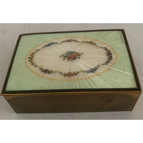 127 - Antique Brass Trinket Box Having Fine Quality Enamel Top
9 x 6 x 3 cms