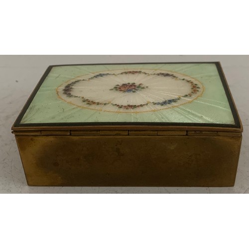 127 - Antique Brass Trinket Box Having Fine Quality Enamel Top
9 x 6 x 3 cms