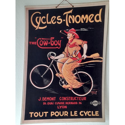 207 - Card Advertising Poster For Cycles Tnomed .  42 x 30 cms