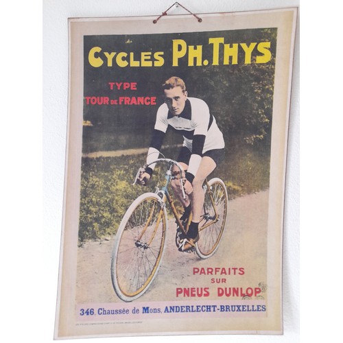 208 - Card Advertising Poster For Cycles PH.Thys Tour de France .  42 x 30 cms