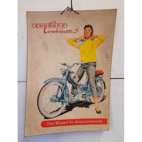 216 - Card Advertising Poster For The Zundapp Motorcycles .  42 x 30 cms