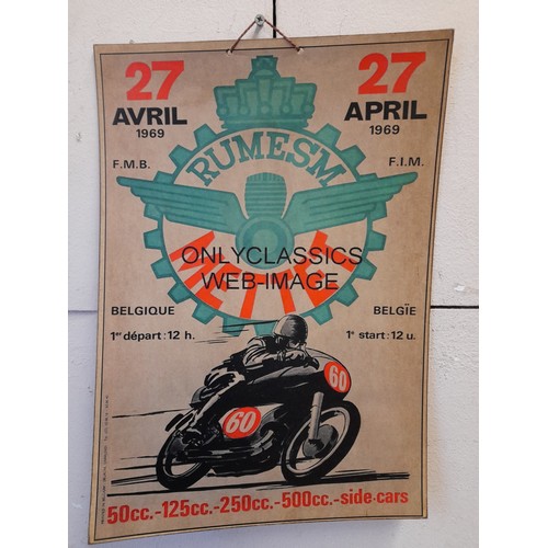 217 - Card Advertising Poster For A Motorcycle Race .  42 x 30 cms