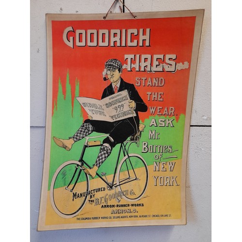 218 - Card Advertising Poster For The Goodrich Tyres .  42 x 30 cms