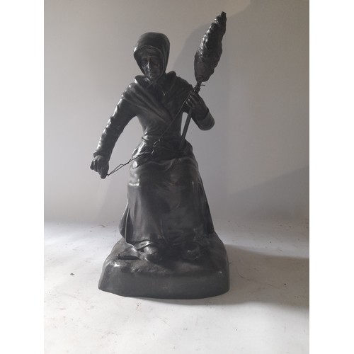 3 - Bronzed Figure of an old Lady 30cm high