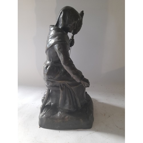 3 - Bronzed Figure of an old Lady 30cm high