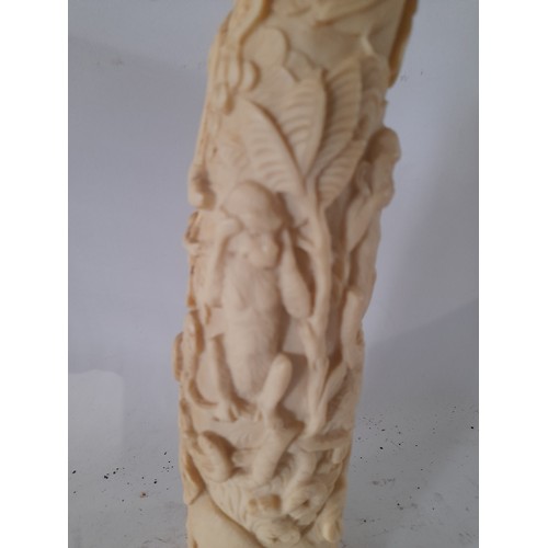 14 - Ornamental Resin tusk depicting animals