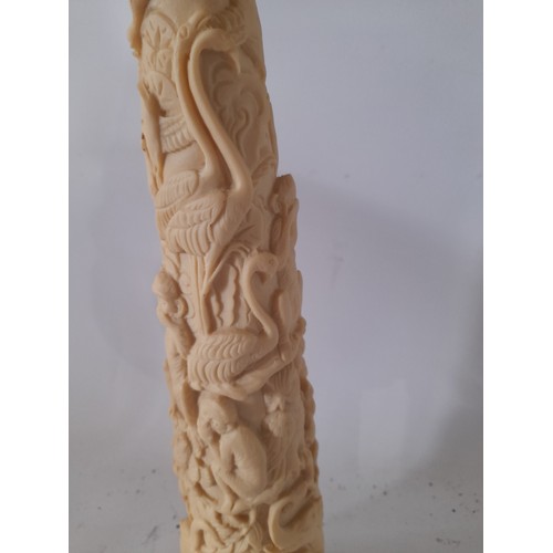 14 - Ornamental Resin tusk depicting animals