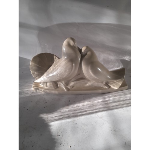 21 - Art Deco style Ceramic Doves signed DAX, 36cm x 19cm