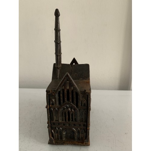 107 - 19thC  Cast Iron Money Box In The Form Of A Church
16 cms h