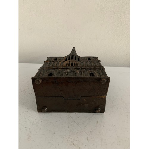 107 - 19thC  Cast Iron Money Box In The Form Of A Church
16 cms h