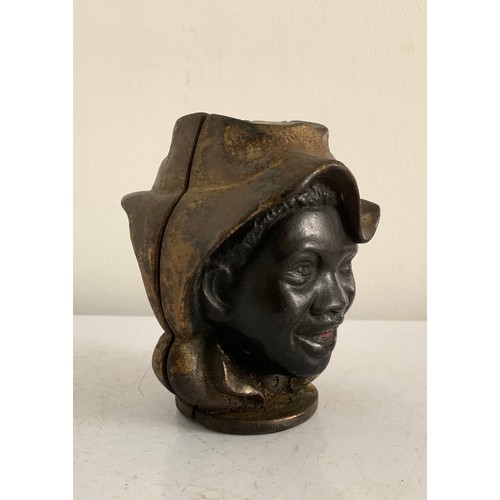 108 - C1901-1919 “Two Faced Boy” Cast Iron Still Box 
8.5 x 8.5 x 10 cms h