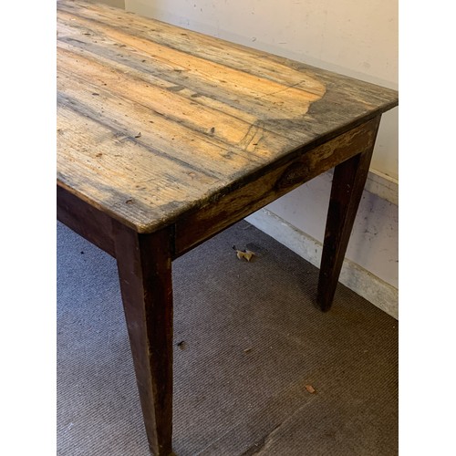 6 - Vintage Farmhouse Table With End Drawer. 136 x 88 x 76 cms